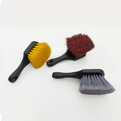 Dymikocosh Dual-Bristle Car Scrub Brush - Soft & Stiff Nylon Bristles for Versatile Cleaning - Short Handle Tire Brush for Wheels, Rims, and All-Weather Floor Mats - Auto Detailing Tools