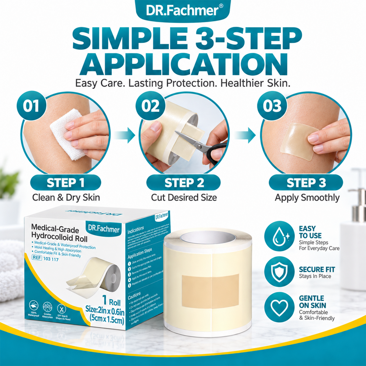 ⭐ DR.Fachmer® Hydrocolloid Acne Patch Roll – Custom-Cut Overnight Pimple Care