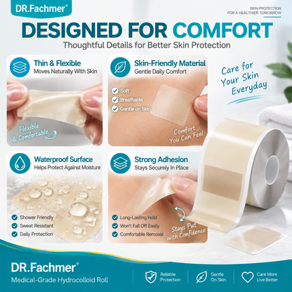⭐ DR.Fachmer® Hydrocolloid Acne Patch Roll – Custom-Cut Overnight Pimple Care