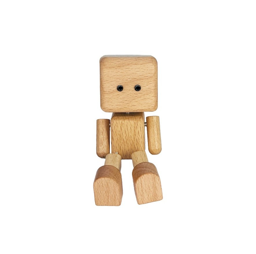 Dymikocosh Handcrafted Solid Wood Robot Car Diffuser - Cute Swinging Leg Shaking Figure - Creative Car Interior Ornament & Gift