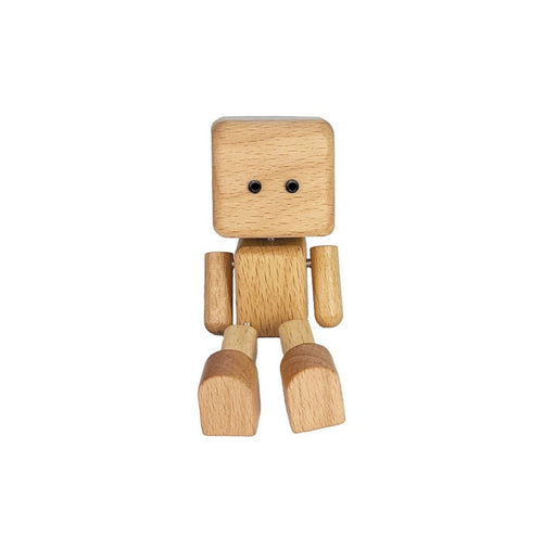 Dymikocosh Handcrafted Solid Wood Robot Car Diffuser - Cute Swinging Leg Shaking Figure - Creative Car Interior Ornament & Gift
