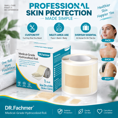 ⭐ DR.Fachmer® Hydrocolloid Acne Patch Roll – Custom-Cut Overnight Pimple Care