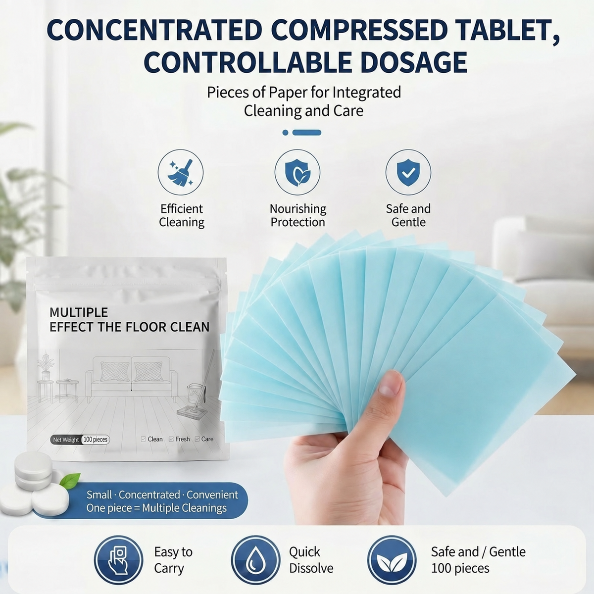 Multiple Effect The Floor Clean Tablets for Mopping, Quick Shine Cleaner