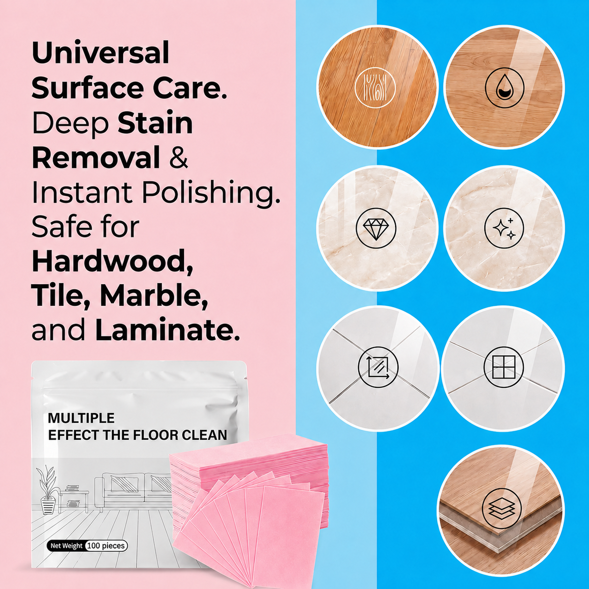Multiple Effect The Floor Clean Tablets for Mopping, Quick Shine Cleaner