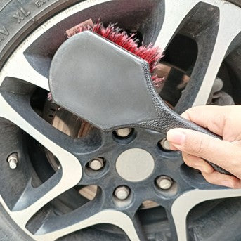 Dymikocosh Dual-Bristle Car Scrub Brush - Soft & Stiff Nylon Bristles for Versatile Cleaning - Short Handle Tire Brush for Wheels, Rims, and All-Weather Floor Mats - Auto Detailing Tools