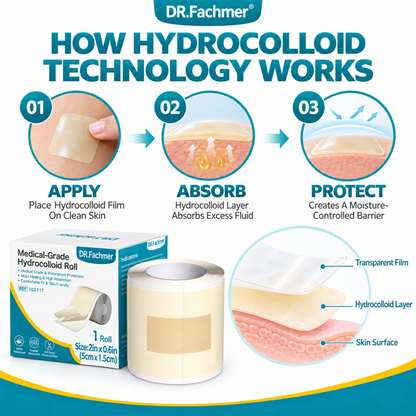 ⭐ DR.Fachmer® Hydrocolloid Acne Patch Roll – Custom-Cut Overnight Pimple Care
