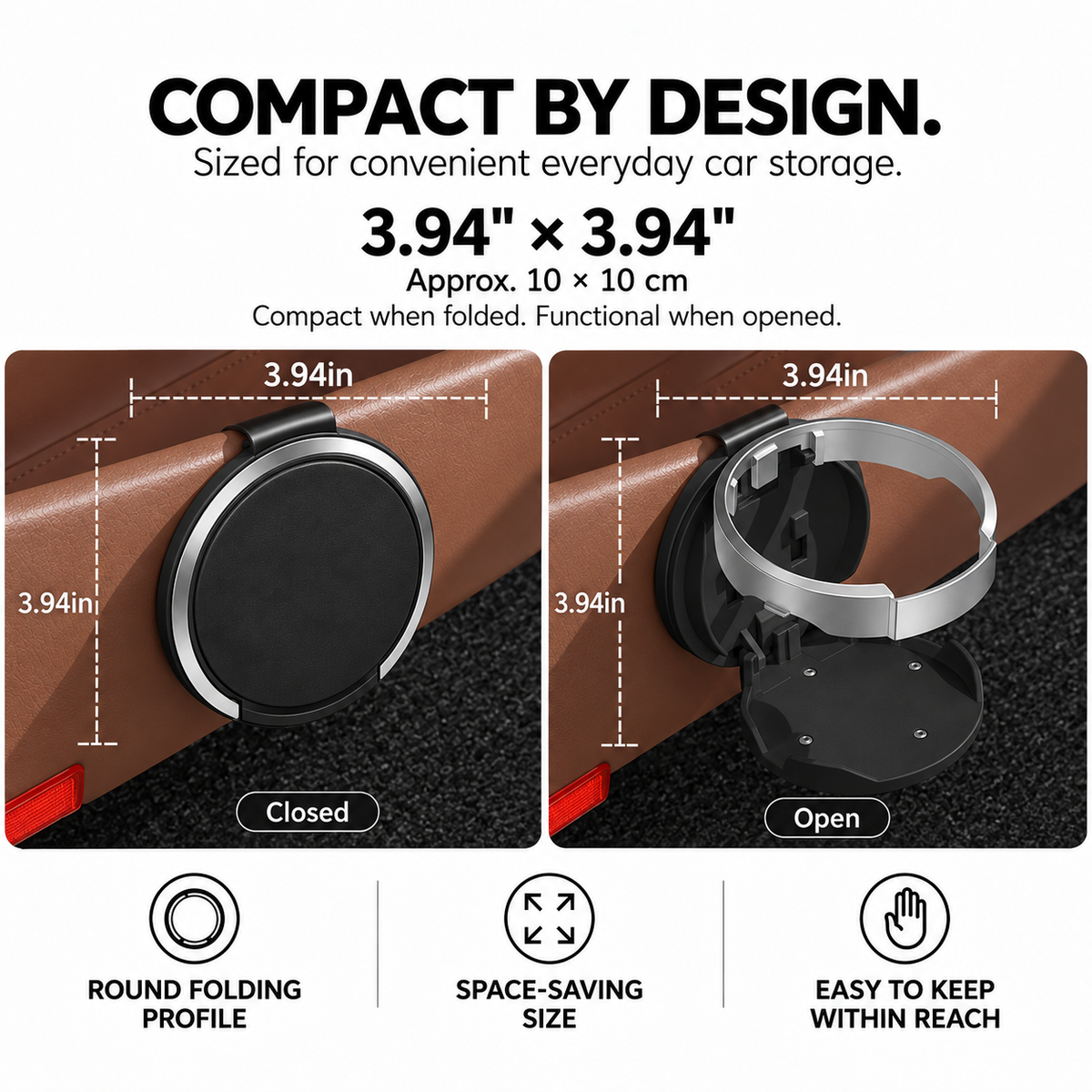 Foldable Car Cup Holder Organizer – Space-Saving Drink Holder with Hook for Bottles, Cups & Tumblers