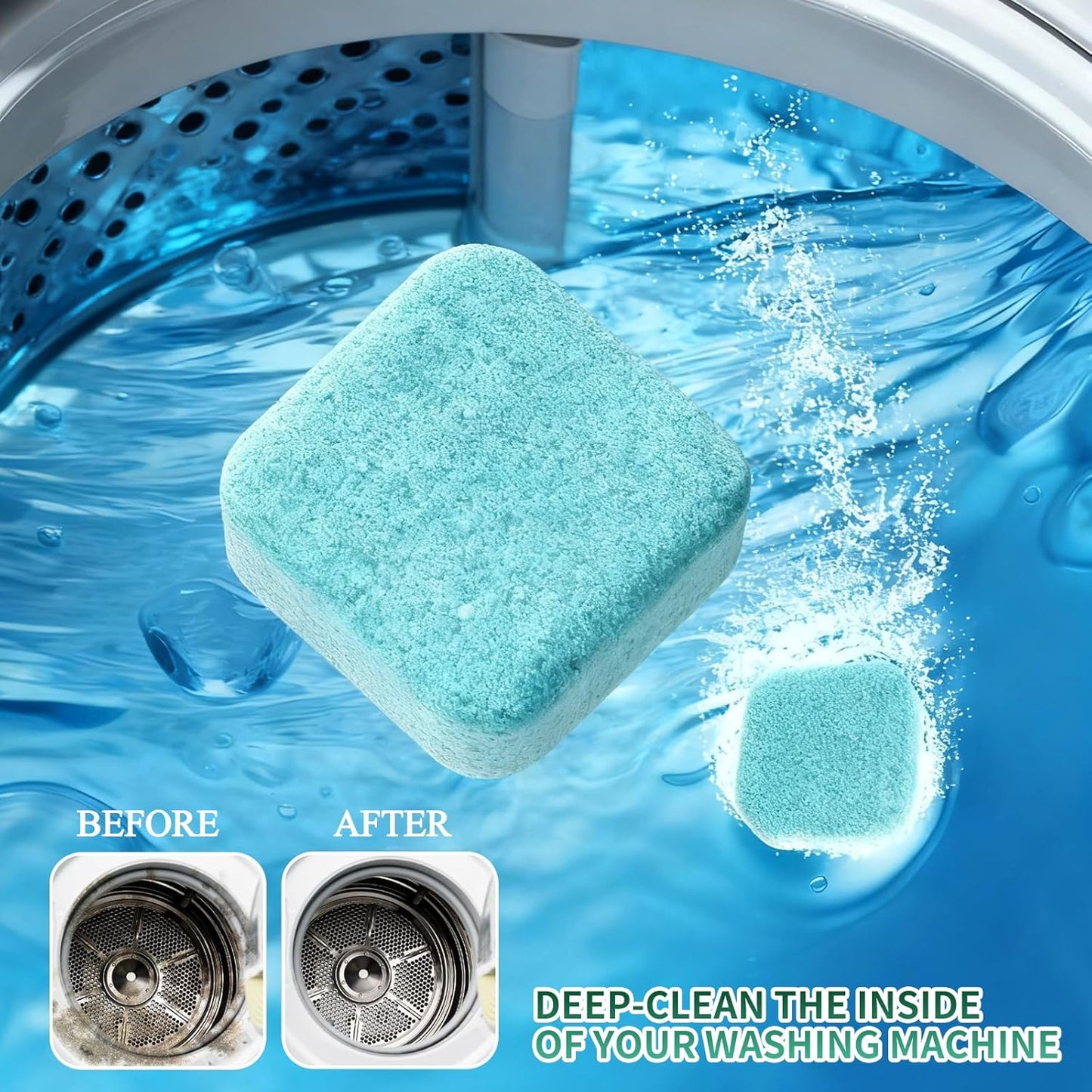 🧼 50% OFF TODAY!✨ 12 Tablets Washing Machine Cleaner – Powerful Pet Hair & Odor Removal 🐱