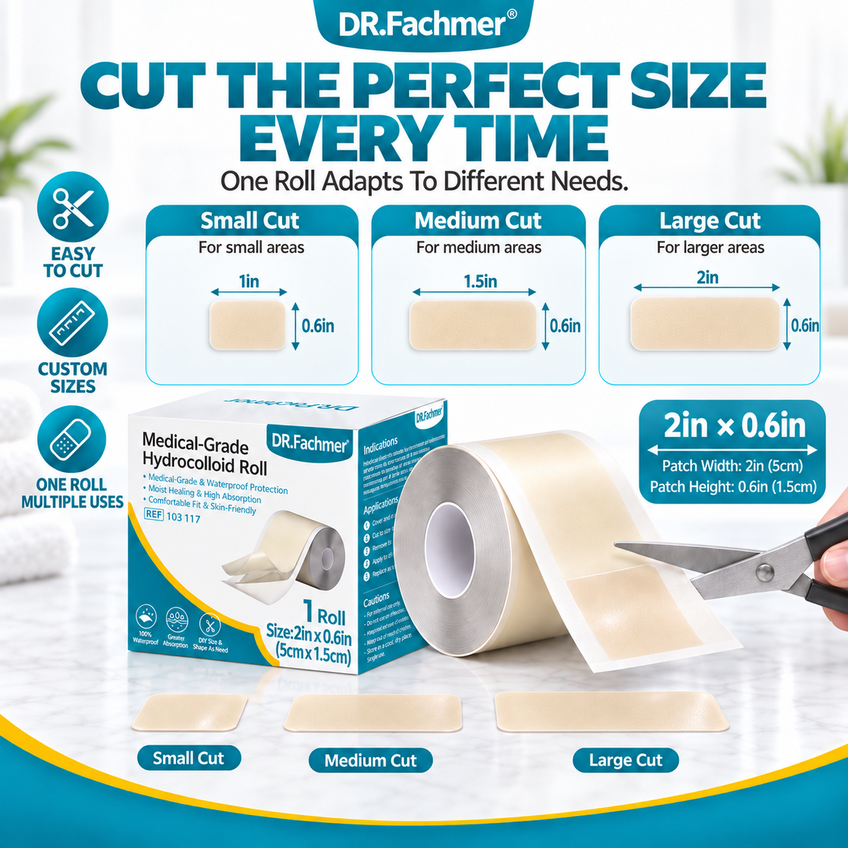 ⭐ DR.Fachmer® Hydrocolloid Acne Patch Roll – Custom-Cut Overnight Pimple Care