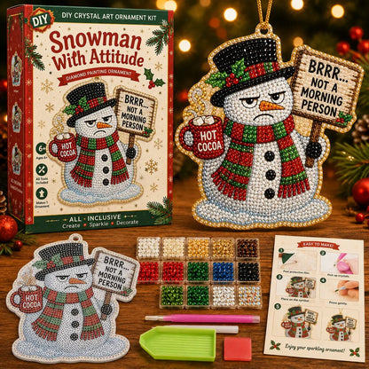 🔥🎁😂 Beginner-Friendly Funny Christmas Pearl Diamond Art Ornament DIY Kit | Complete Set with Printed Base, Pearl & Crystal Pieces, Tools, Hanging Cord & Instructions Included 💕
