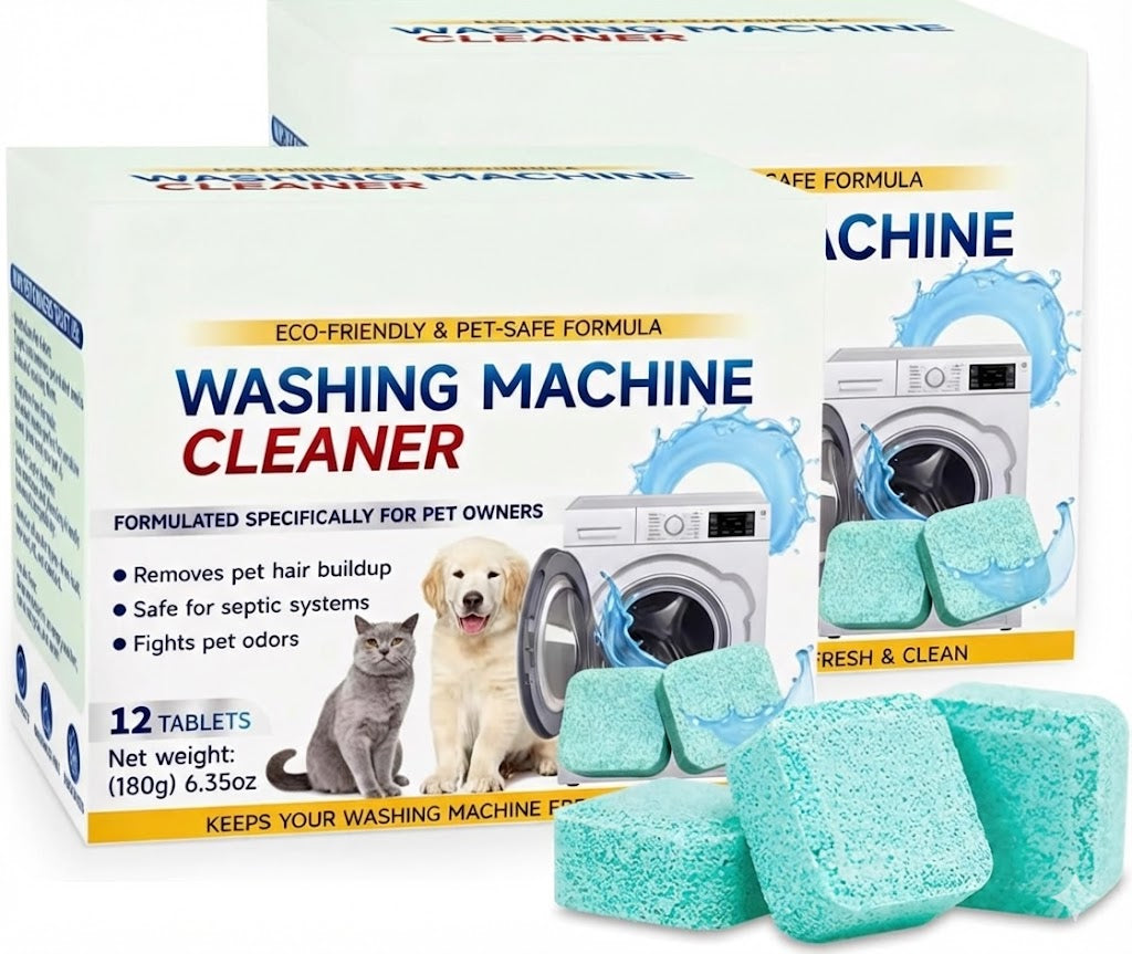 🧼 50% OFF TODAY!✨ 12 Tablets Washing Machine Cleaner – Powerful Pet Hair & Odor Removal 🐱