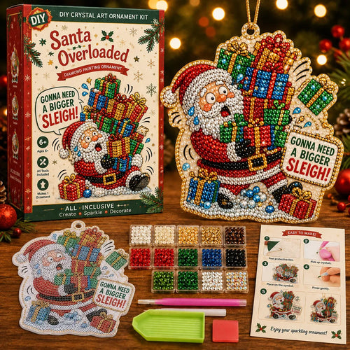 🔥🎁😂 Beginner-Friendly Funny Christmas Pearl Diamond Art Ornament DIY Kit | Complete Set with Printed Base, Pearl & Crystal Pieces, Tools, Hanging Cord & Instructions Included 💕