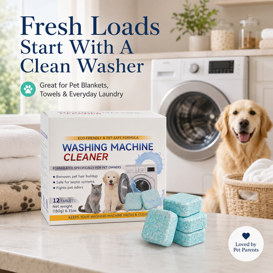 🧼 50% OFF TODAY!✨ 12 Tablets Washing Machine Cleaner – Powerful Pet Hair & Odor Removal 🐱